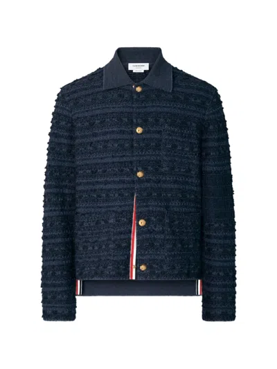 Thom Browne 4-bar Tweed Utility Shirt Jacket In Blue