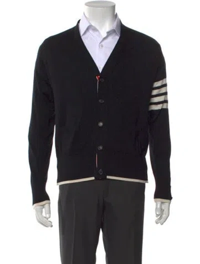 Pre-owned Thom Browne 4-bar Virgin Wool Cardigan In Black