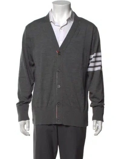 Pre-owned Thom Browne 4-bar Virgin Wool Cardigan In Grey