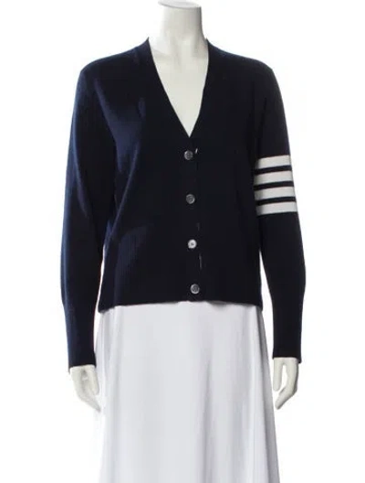 Pre-owned Thom Browne 4-bar Virgin Wool Sweater In Blue