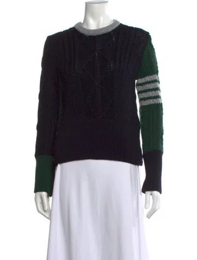 Pre-owned Thom Browne 4-bar Virgin Wool Sweater In Blue