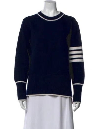 Pre-owned Thom Browne 4-bar Virgin Wool Sweater In Blue