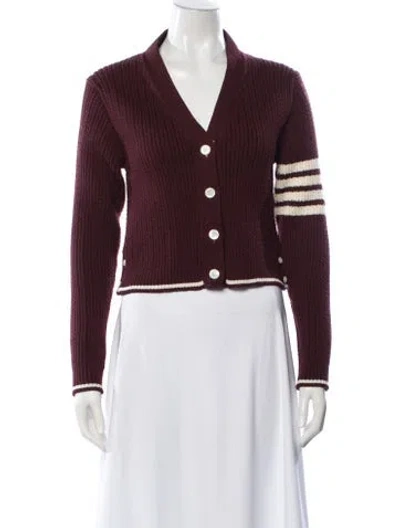 Pre-owned Thom Browne 4-bar Virgin Wool Sweater In Burgundy