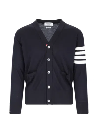 Thom Browne 4-bar V-neck Cardigan In Blue