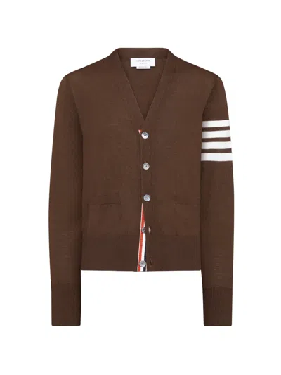 Thom Browne 4-bar V-neck Cardigan In Brown