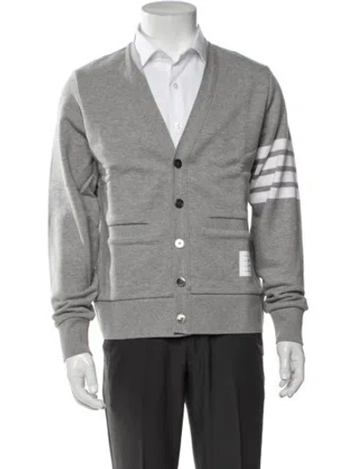 Pre-owned Thom Browne 4-bar V-neck Cardigan In Grey