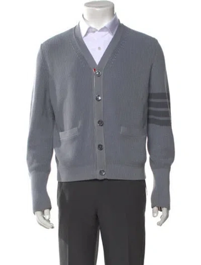 Pre-owned Thom Browne 4-bar V-neck Cardigan In Grey