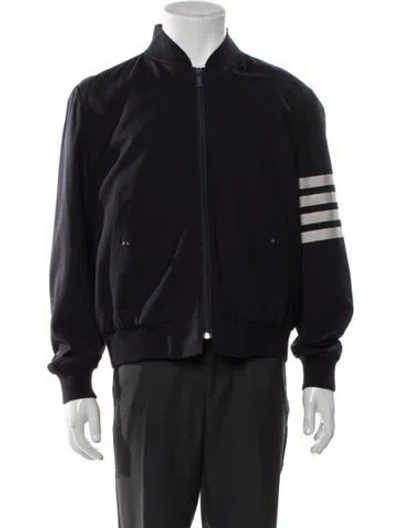 Pre-owned Thom Browne 4-bar Wool Bomber Jacket In Blue