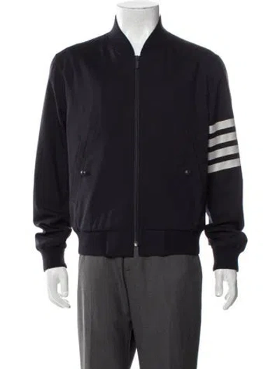 Pre-owned Thom Browne 4-bar Wool Bomber Jacket In Blue