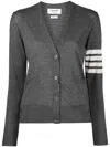 Thom Browne Wool Relaxed 4-bar Cardigan In Gray