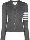 Thom Browne 4-bar Merino Wool Cardigan In Gray