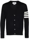 Thom Browne Classic V-neck Cardigan In Fine Merino Wool With 4bar Stripes Clothing In Black
