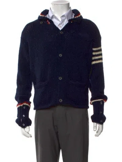 Pre-owned Thom Browne 4-bar Wool Cardigan In Blue