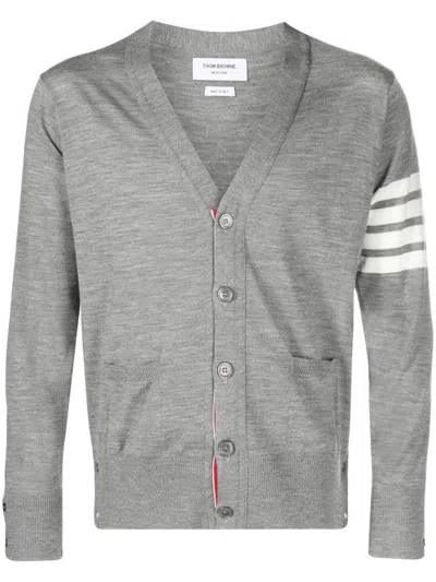 Thom Browne 4bar Wool Cardigan In Gray