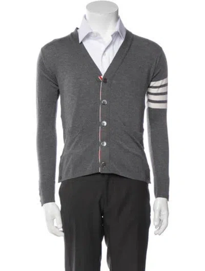 Pre-owned Thom Browne 4-bar Wool Cardigan In Gray