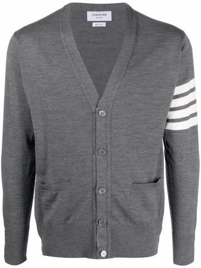 Thom Browne Virgin Wool Cardigan In Gray