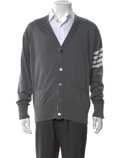 Pre-owned Thom Browne 4-bar Wool Cardigan In Grey