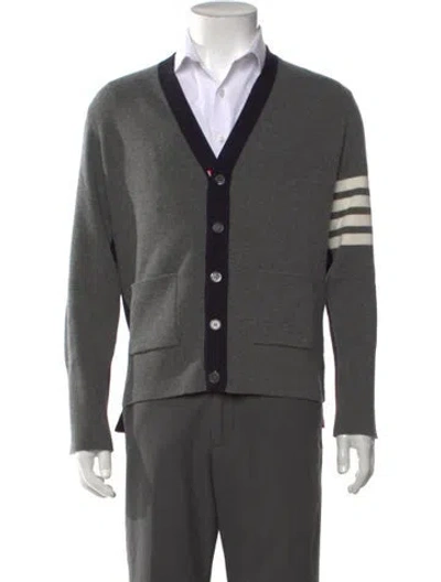 Pre-owned Thom Browne 4-bar Wool Cardigan In Grey