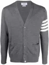 Thom Browne 4-bar Wool Fine Knit Cardigan In Grey