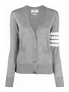 Thom Browne 4bar Wool Cardigan In Gris