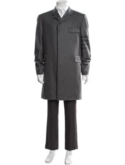 Pre-owned Thom Browne 4-bar Wool Coat In Grey