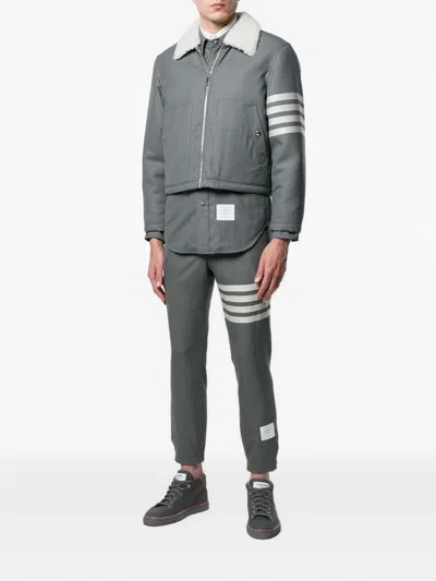 Thom Browne 4-bar Wool Overshirt In Gray