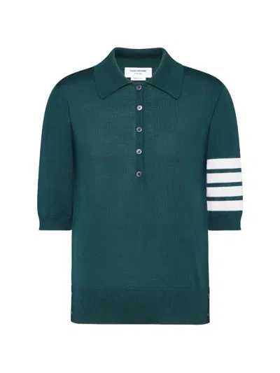 Thom Browne 4-bar Wool Polo Shirt In Green