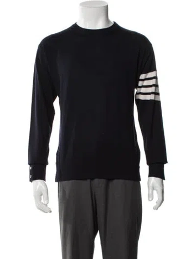 Pre-owned Thom Browne 4-bar Wool Pullover In Blue