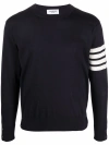 Thom Browne Milano Stitch Crew Neck Pullover In Blue