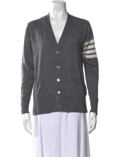 Pre-owned Thom Browne 4-bar Wool Sweater In Gray