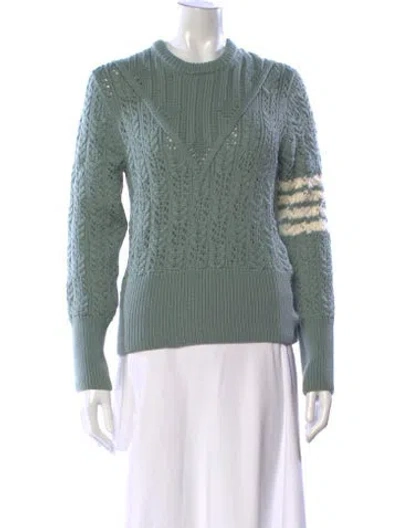 Pre-owned Thom Browne 4-bar Wool Sweater In Green