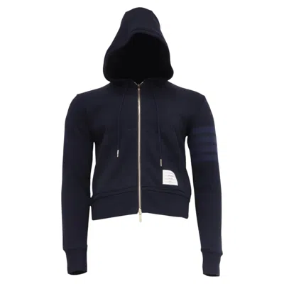 Pre-owned Thom Browne 4-bar Zip-up Hoodie In Navy Blue Cotton