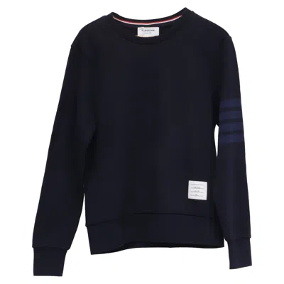 Pre-owned Thom Browne 4-stripe Sweatshirt In Navy Blue Cotton In Black