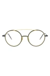Thom Browne 50mm Round Optical Frames In Matte Navy Gold