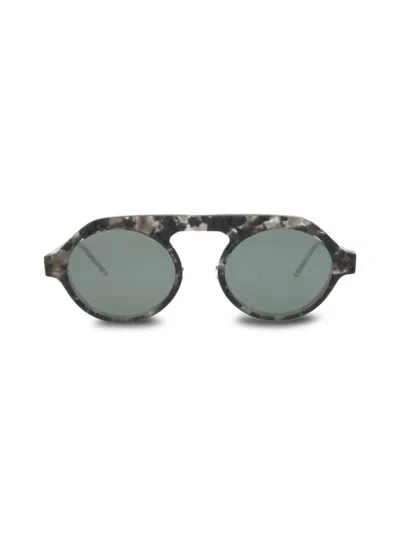 Thom Browne 52mm Round Aviator Sunglasses In Grey Tortoise
