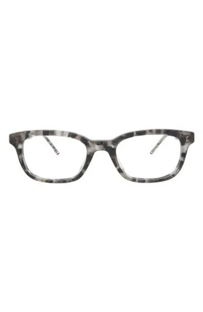 Thom Browne 52mm Square Optical Glasses In Grey Tortoise