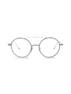 Thom Browne 53mm Round Aviator Eyeglasses In Grey Silver