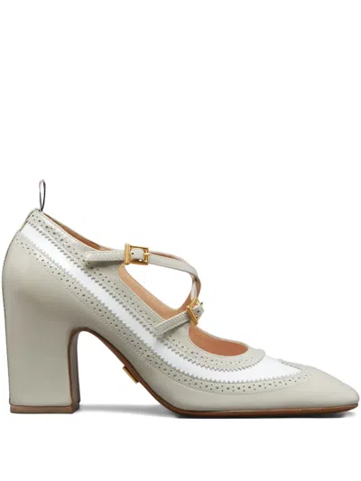 Thom Browne 75mm Criss-cross Pumps In Gray