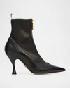 Thom Browne 90mm Wingtip Leather Booties In Black