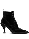 Thom Browne 90mm Wingtip Leather Boots In Black