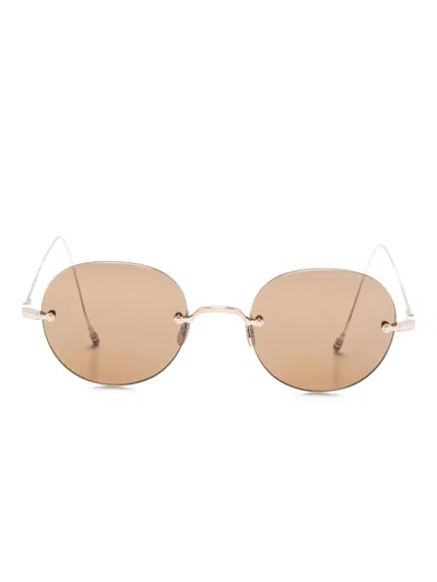 Thom Browne 938a Round-frame Metal Sunglasses In Brown