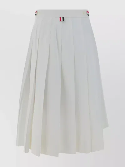 Thom Browne A-line Cotton Skirt Asymmetrical Hem In White