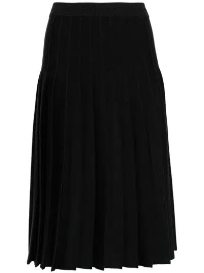 Thom Browne A-line Pleated Midi Skirt In Black