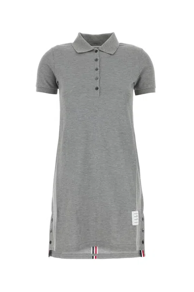 Thom Browne Striped Cotton Pique Polo Dress In Grey