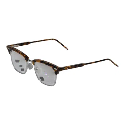 Thom Browne Acetate And Titanium Rectangular Eyeglasses Unisex In Brown
