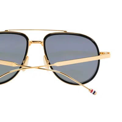 Thom Browne Acetate Aviator Sunglasses Unisex In Gold