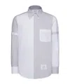 Thom Browne Adjustable-armbands Two-tone Shirt In Gray
