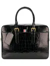 Thom Browne Alligator Leather Business Bag In Black