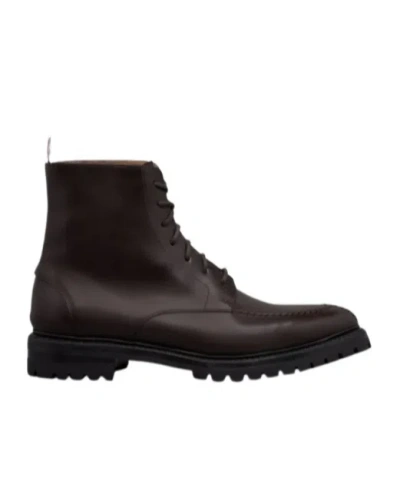 Thom Browne Almond-toe Leather Ankle Boots In Black