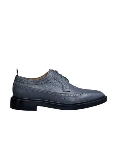 Thom Browne Almond-toe Leather Brogues In Gray